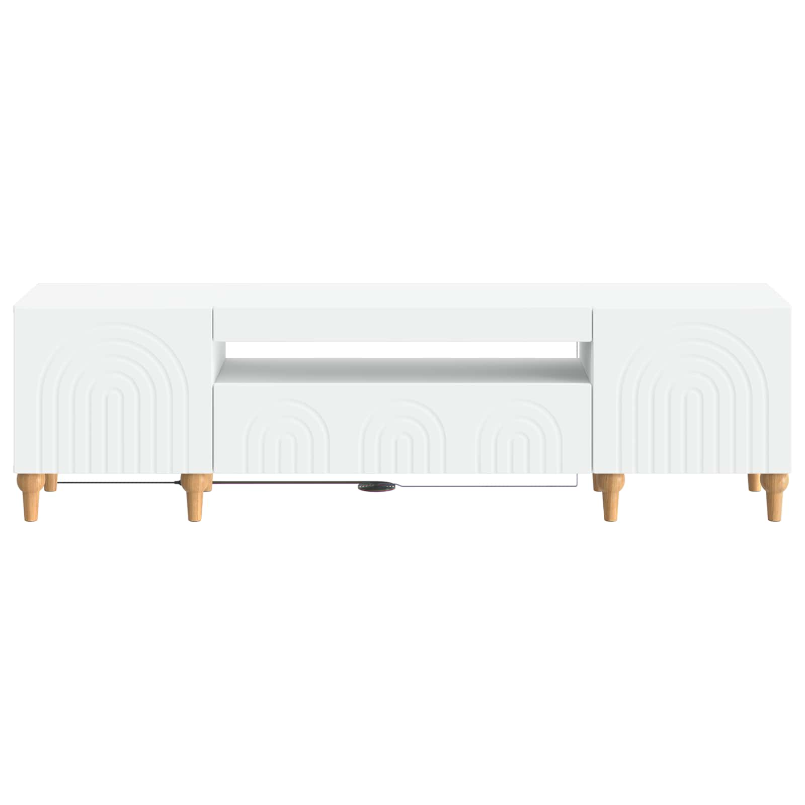 LED tv-meubel Wit Bewerkt hout