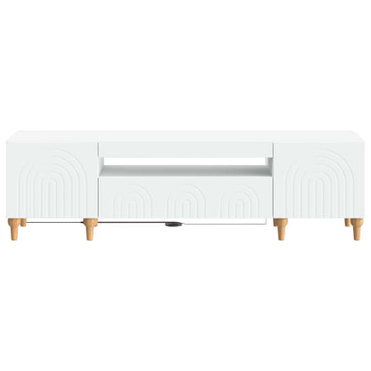 LED tv-meubel Wit Bewerkt hout