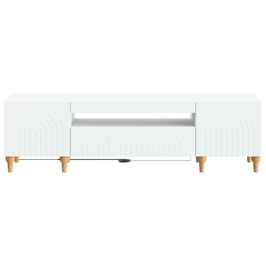 LED tv-meubel Wit Bewerkt hout