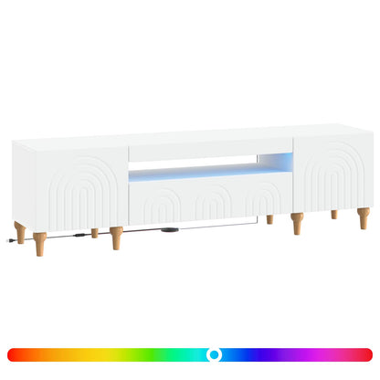 LED tv-meubel Wit Bewerkt hout