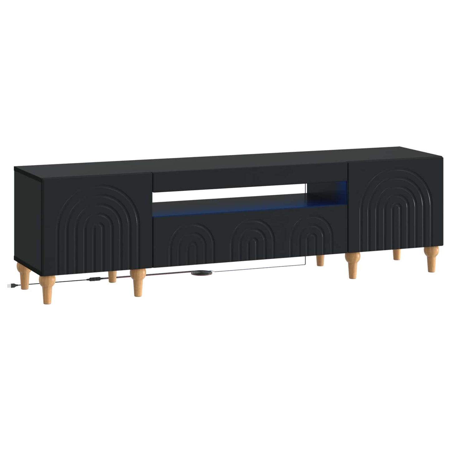 LED tv-meubel Zwart Bewerkt hout