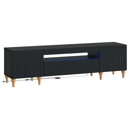 LED tv-meubel Zwart Bewerkt hout