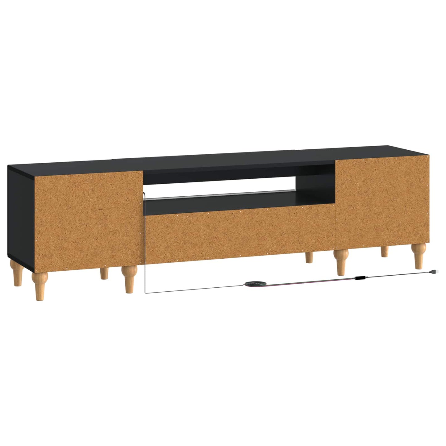 LED tv-meubel Zwart Bewerkt hout