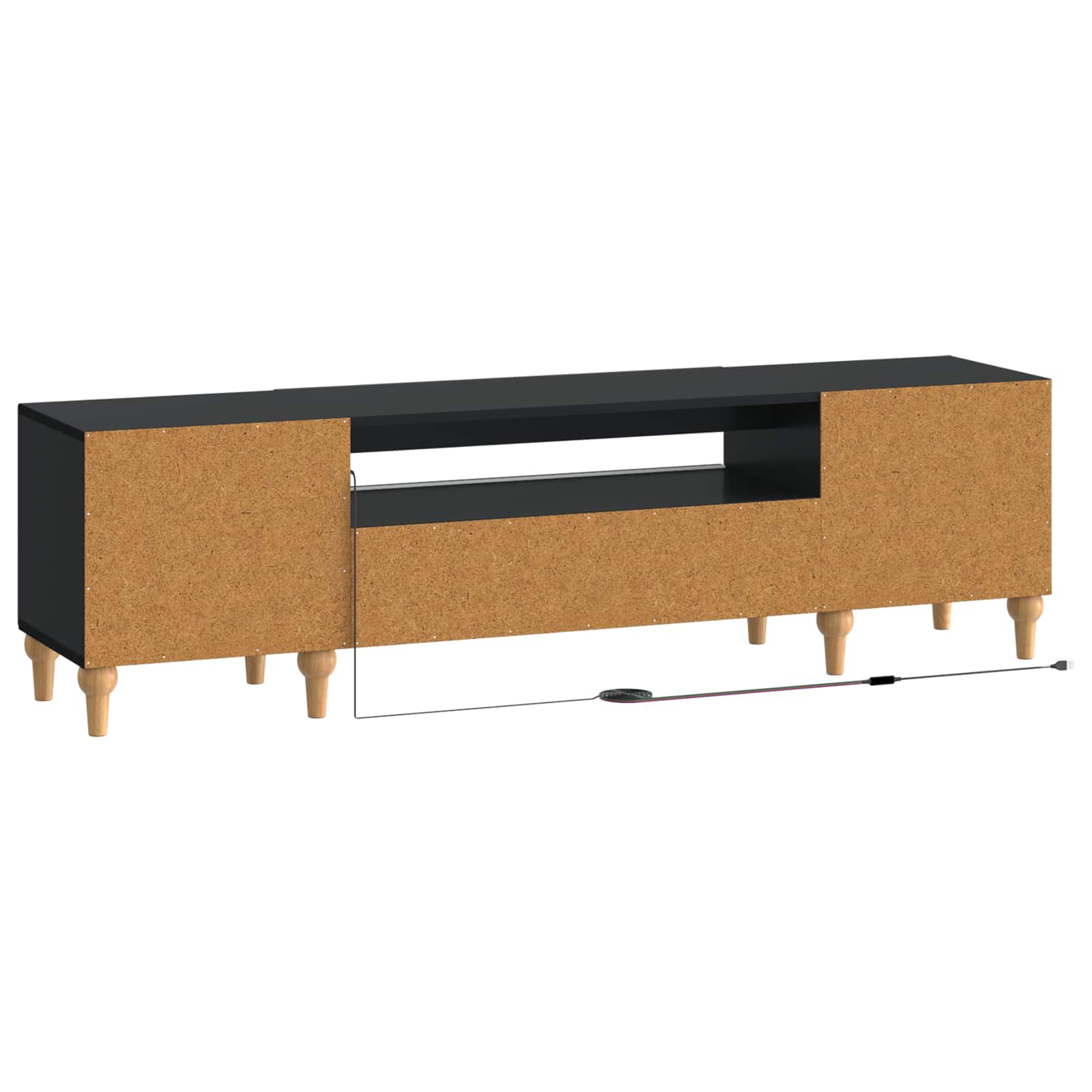 LED tv-meubel Zwart Bewerkt hout