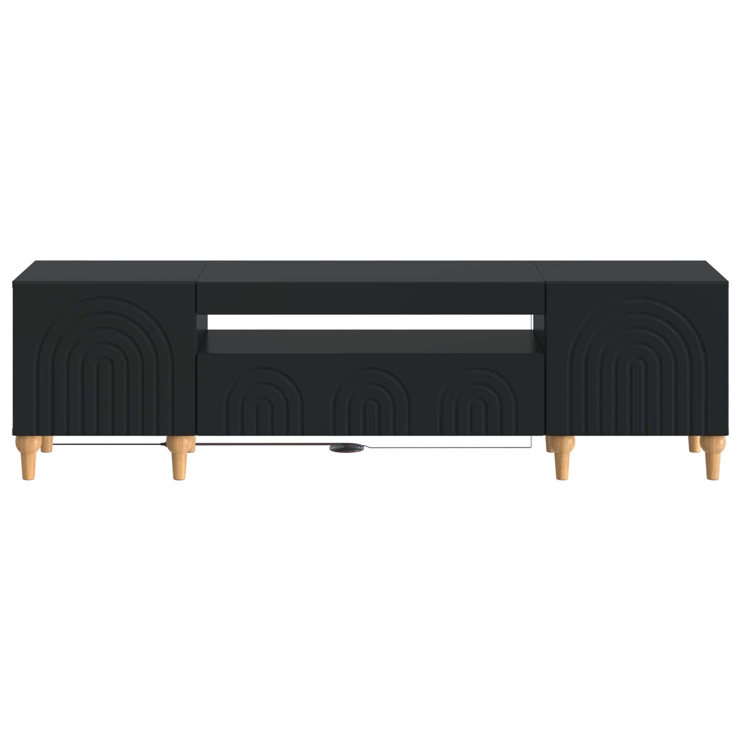 LED tv-meubel Zwart Bewerkt hout