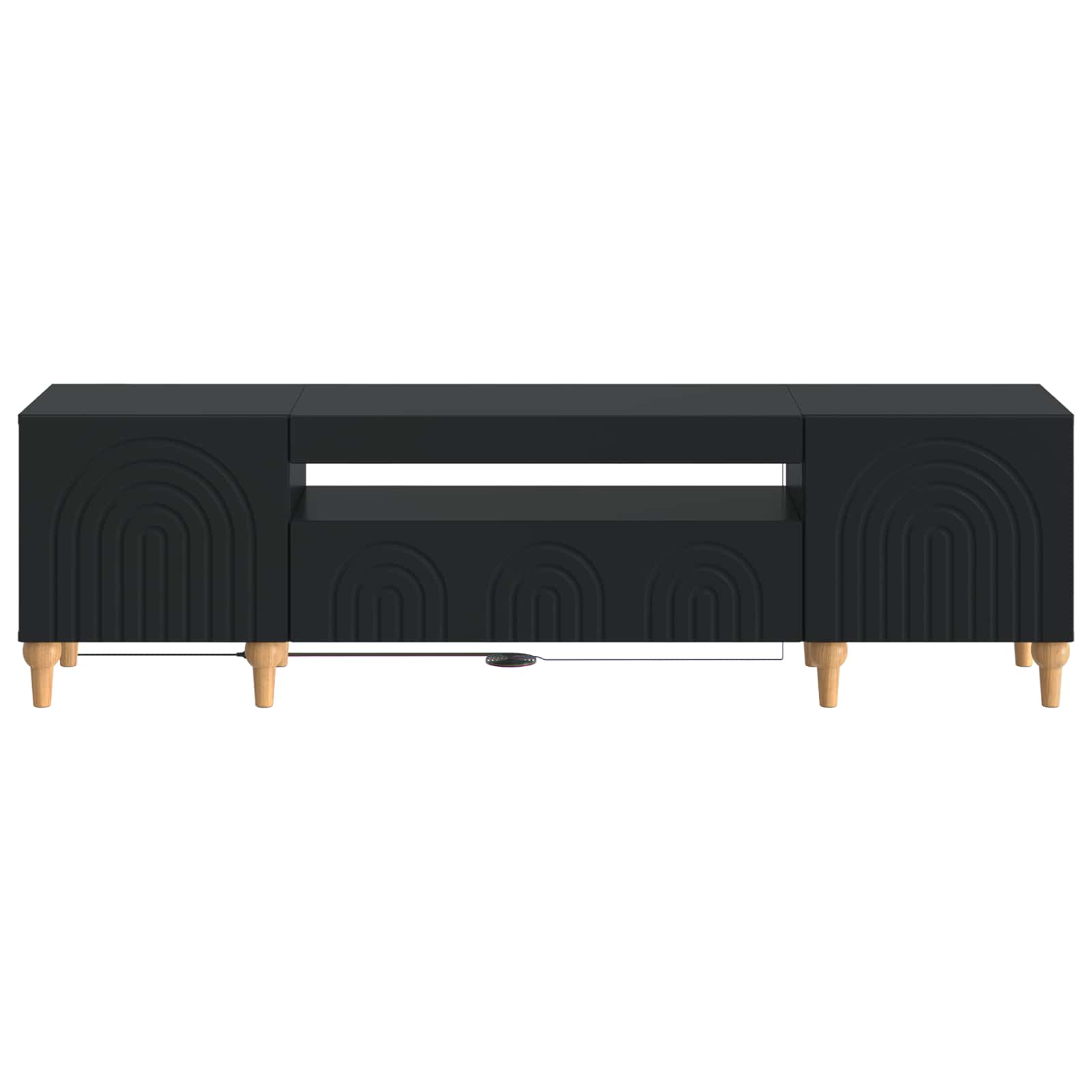 LED tv-meubel Zwart Bewerkt hout