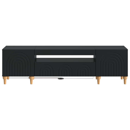 LED tv-meubel Zwart Bewerkt hout