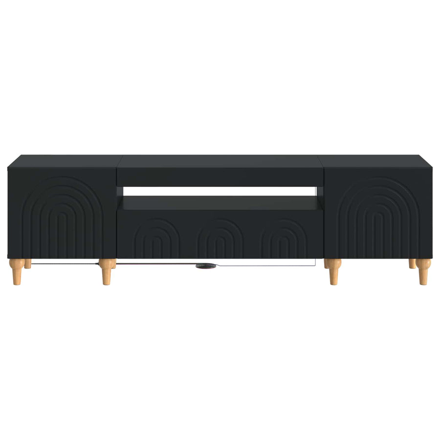 LED tv-meubel Zwart Bewerkt hout
