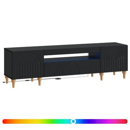 LED tv-meubel Zwart Bewerkt hout