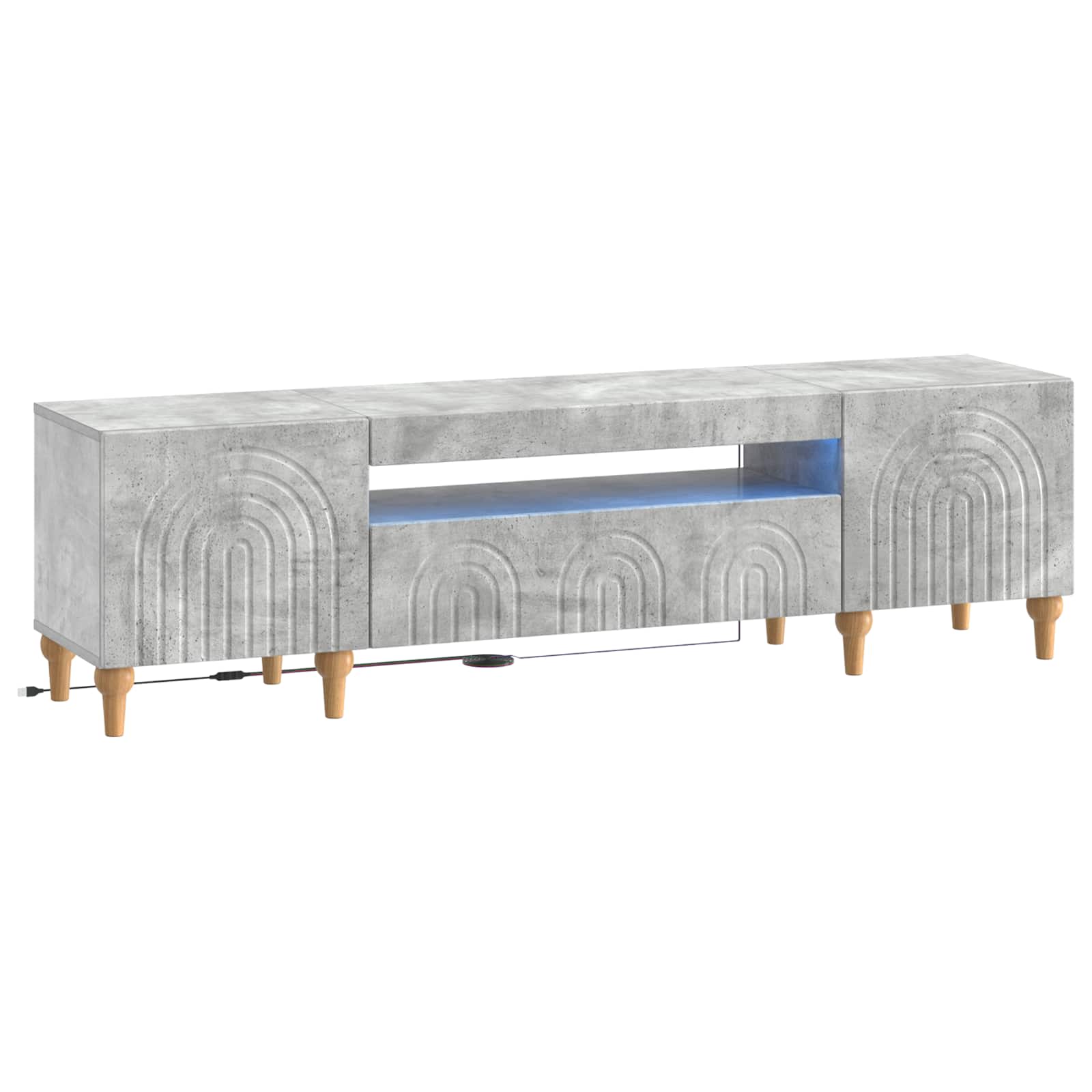 LED tv-meubel Betongrijs Bewerkt hout