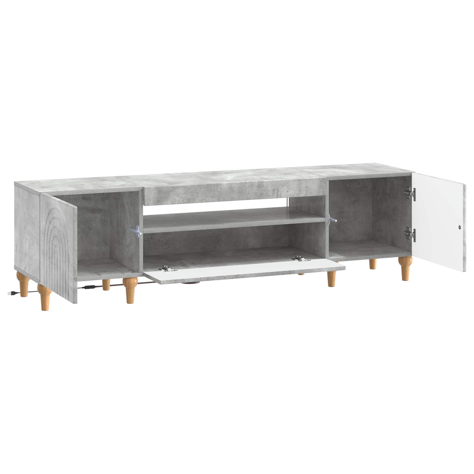 LED tv-meubel Betongrijs Bewerkt hout