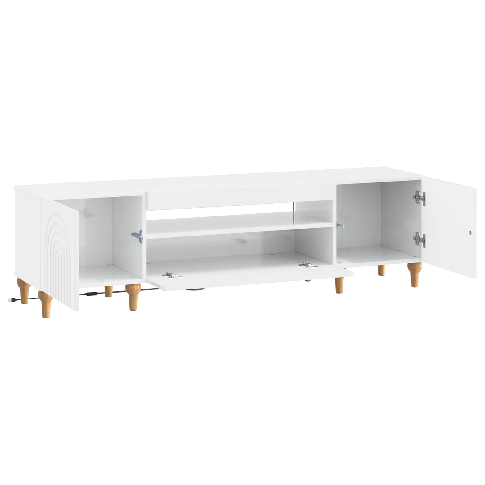 LED tv-meubel Hoogglans Wit Bewerkt hout