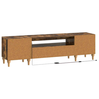 LED tv-meubel Gerookt eiken Bewerkt hout