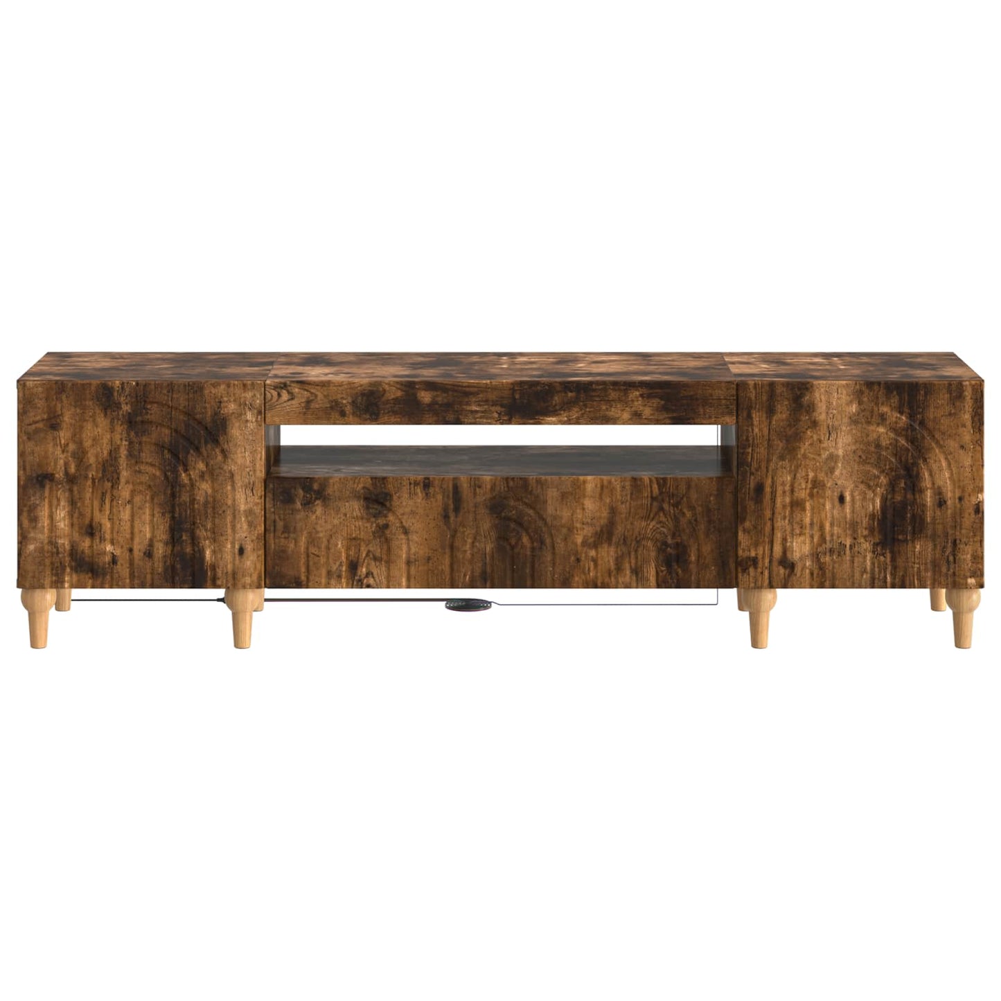 LED tv-meubel Gerookt eiken Bewerkt hout