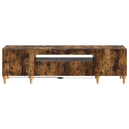 LED tv-meubel Gerookt eiken Bewerkt hout
