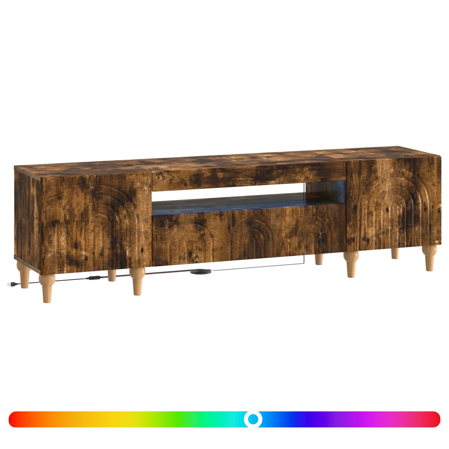 LED tv-meubel Gerookt eiken Bewerkt hout