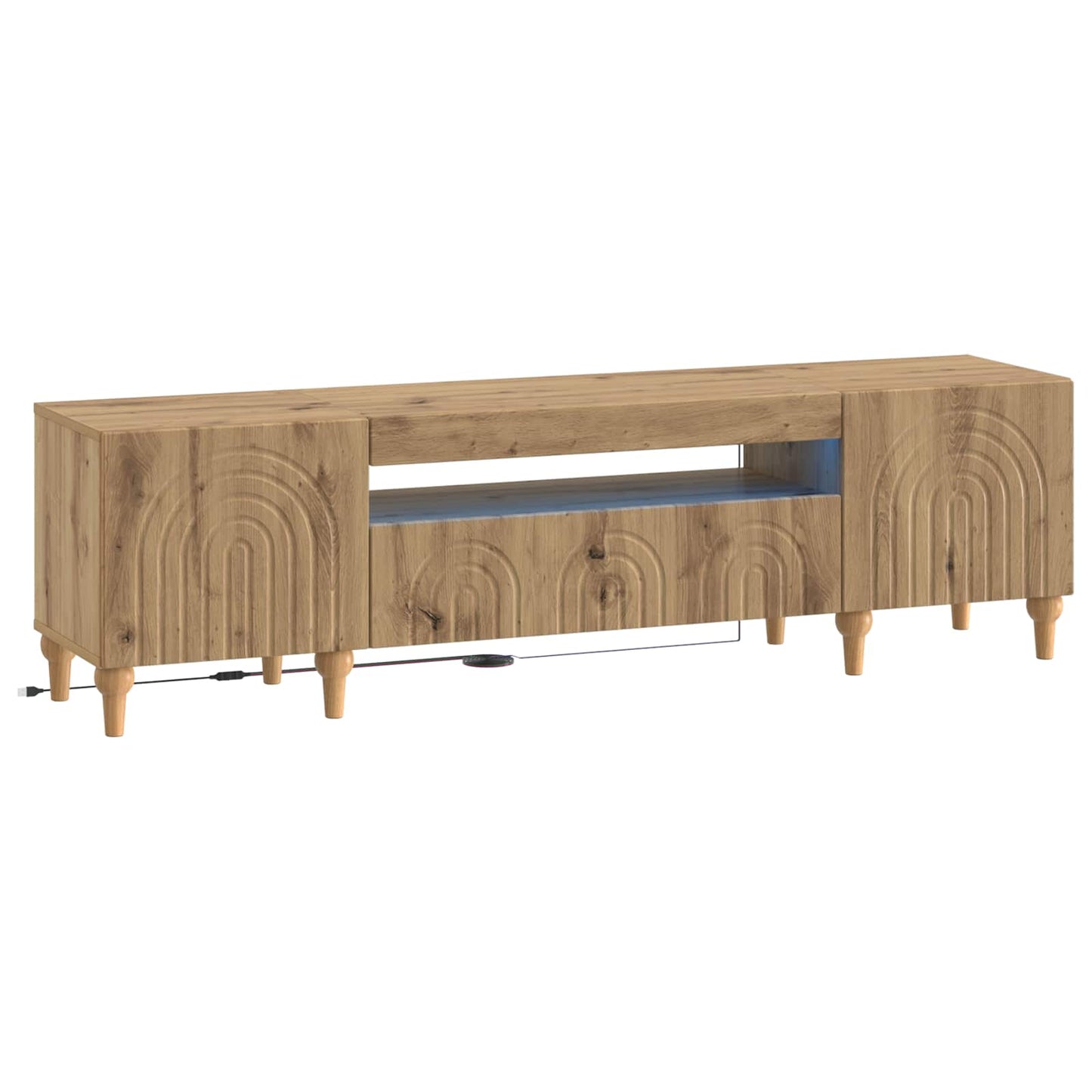 LED tv-meubel ALKMAAR Artisanaal eiken Bewerkt hout