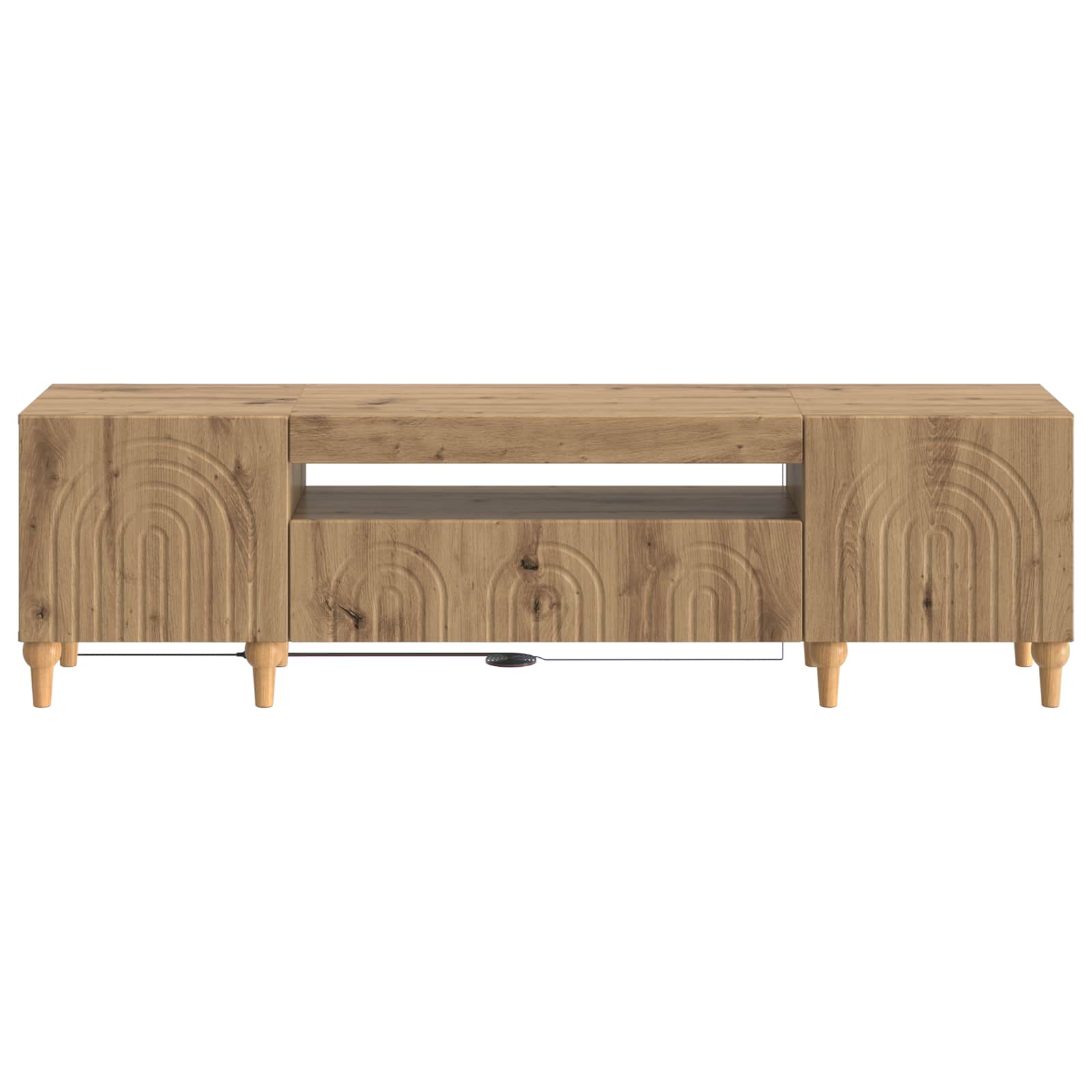 LED tv-meubel ALKMAAR Artisanaal eiken Bewerkt hout