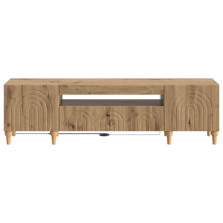 LED tv-meubel ALKMAAR Artisanaal eiken Bewerkt hout