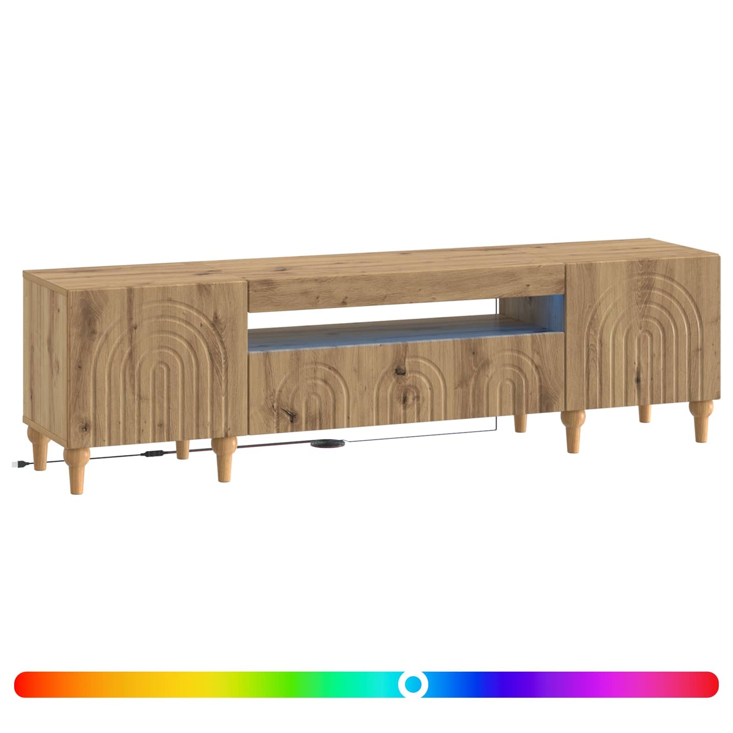 LED tv-meubel ALKMAAR Artisanaal eiken Bewerkt hout