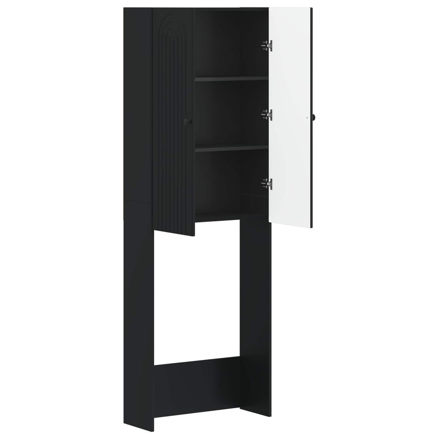 Toiletkast ALKMAAR Zwart 66 x 25,5 x 190 cm Bewerkt hout