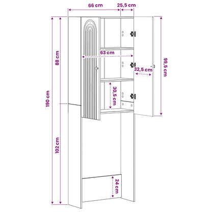 Toiletkast ALKMAAR Gerookt eiken 66 x 25,5 x 190 cm