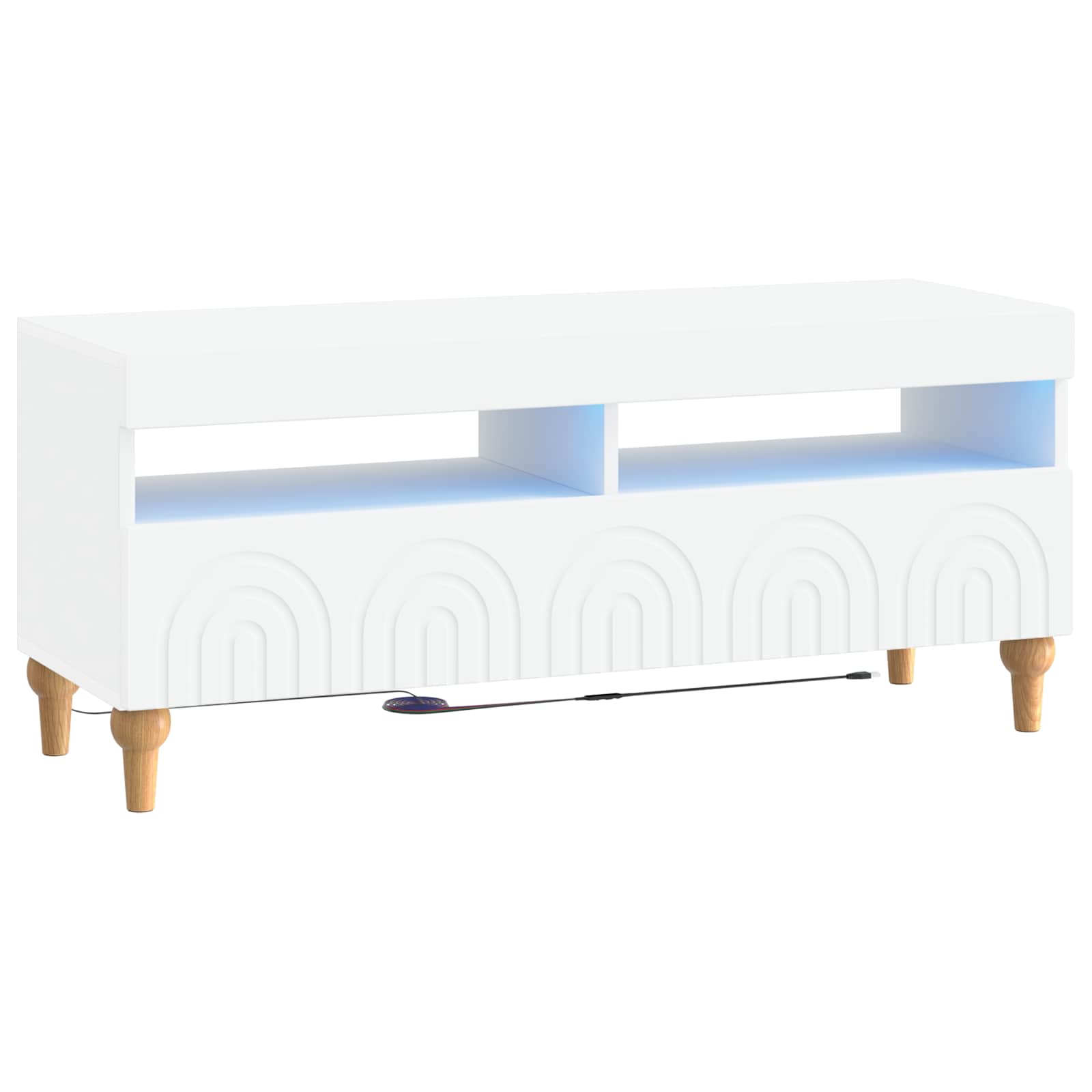 LED tv-meubel Wit Bewerkt hout