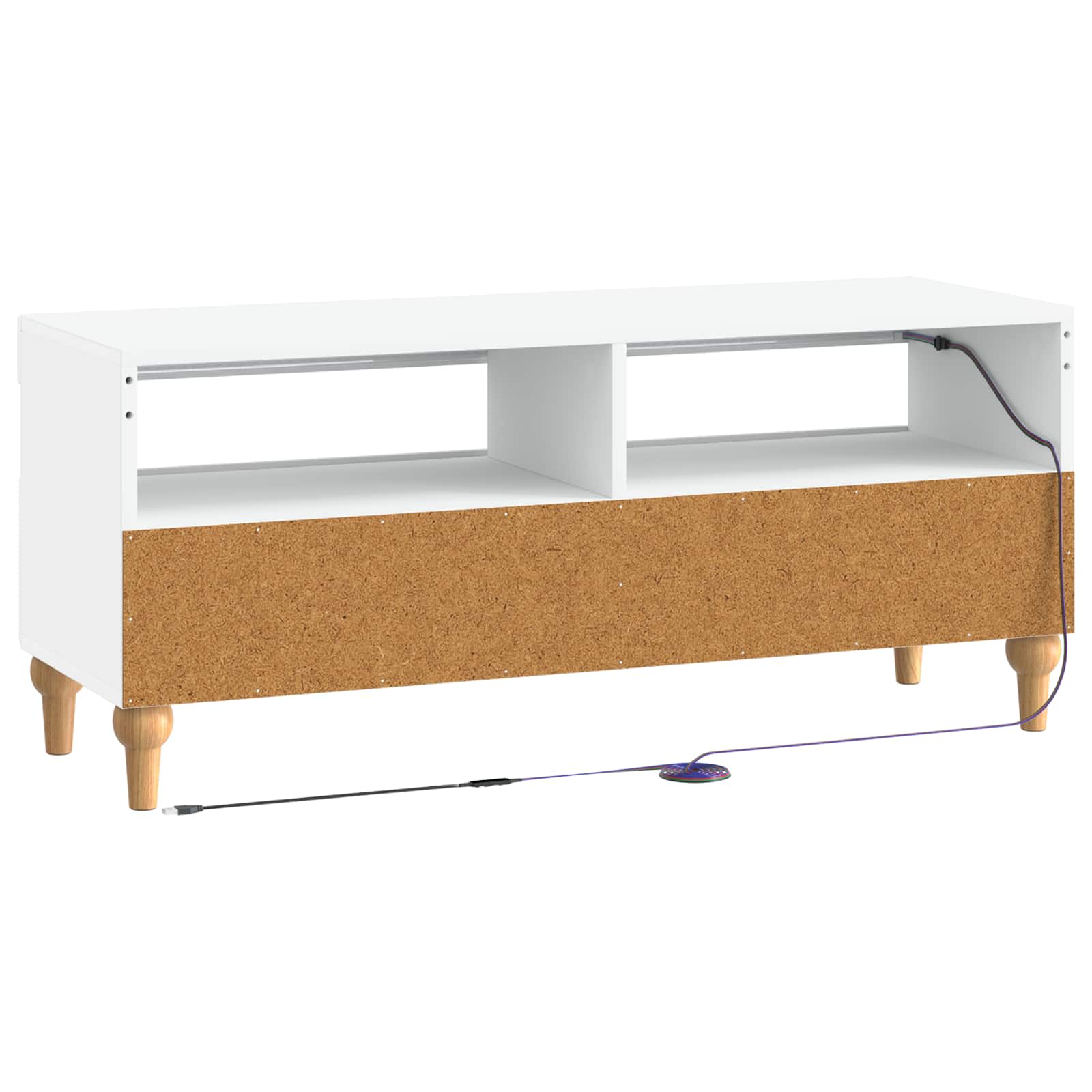 LED tv-meubel Wit Bewerkt hout