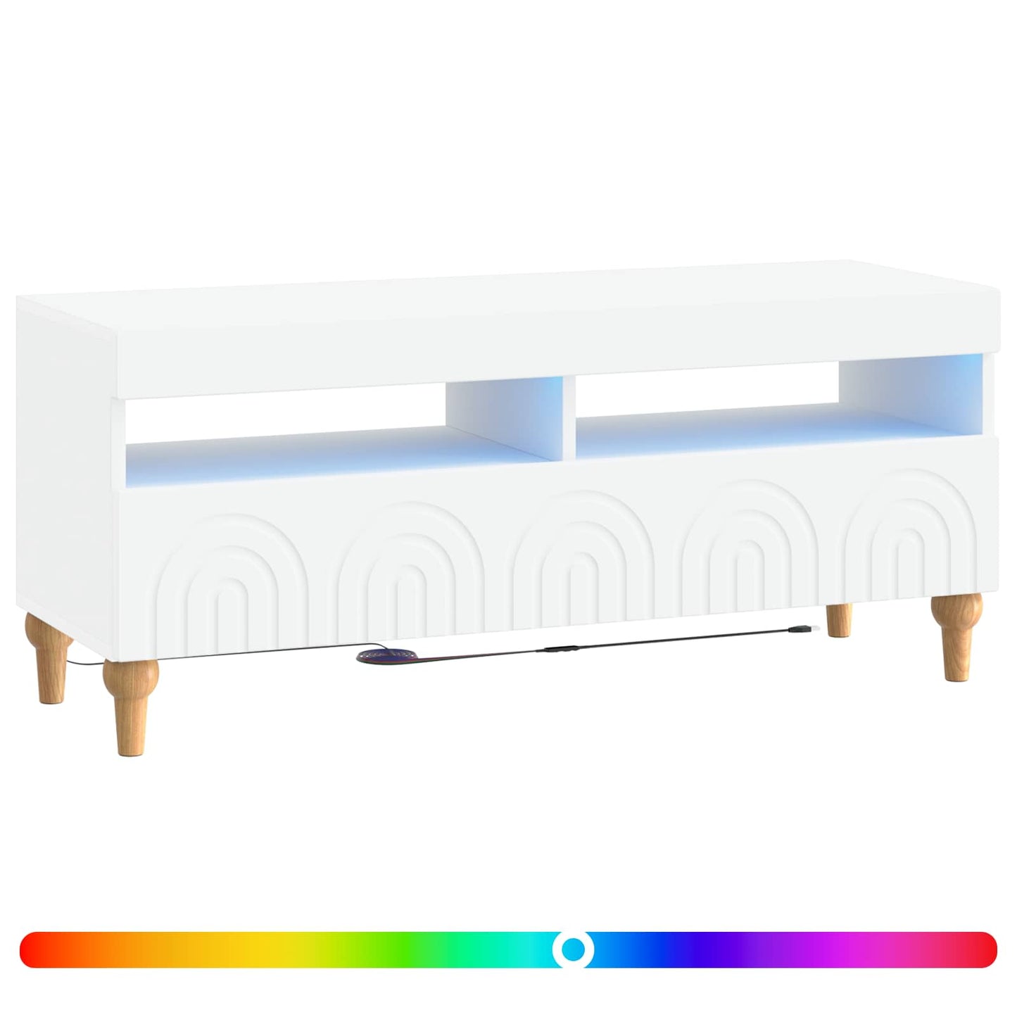 LED tv-meubel Wit Bewerkt hout