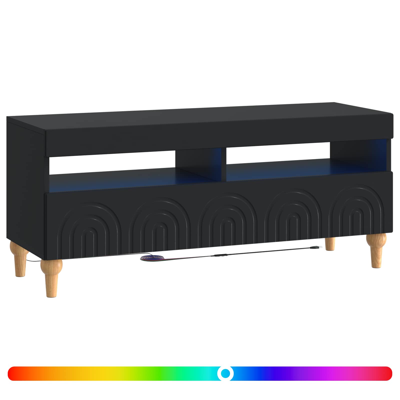 LED tv-meubel Zwart Bewerkt hout