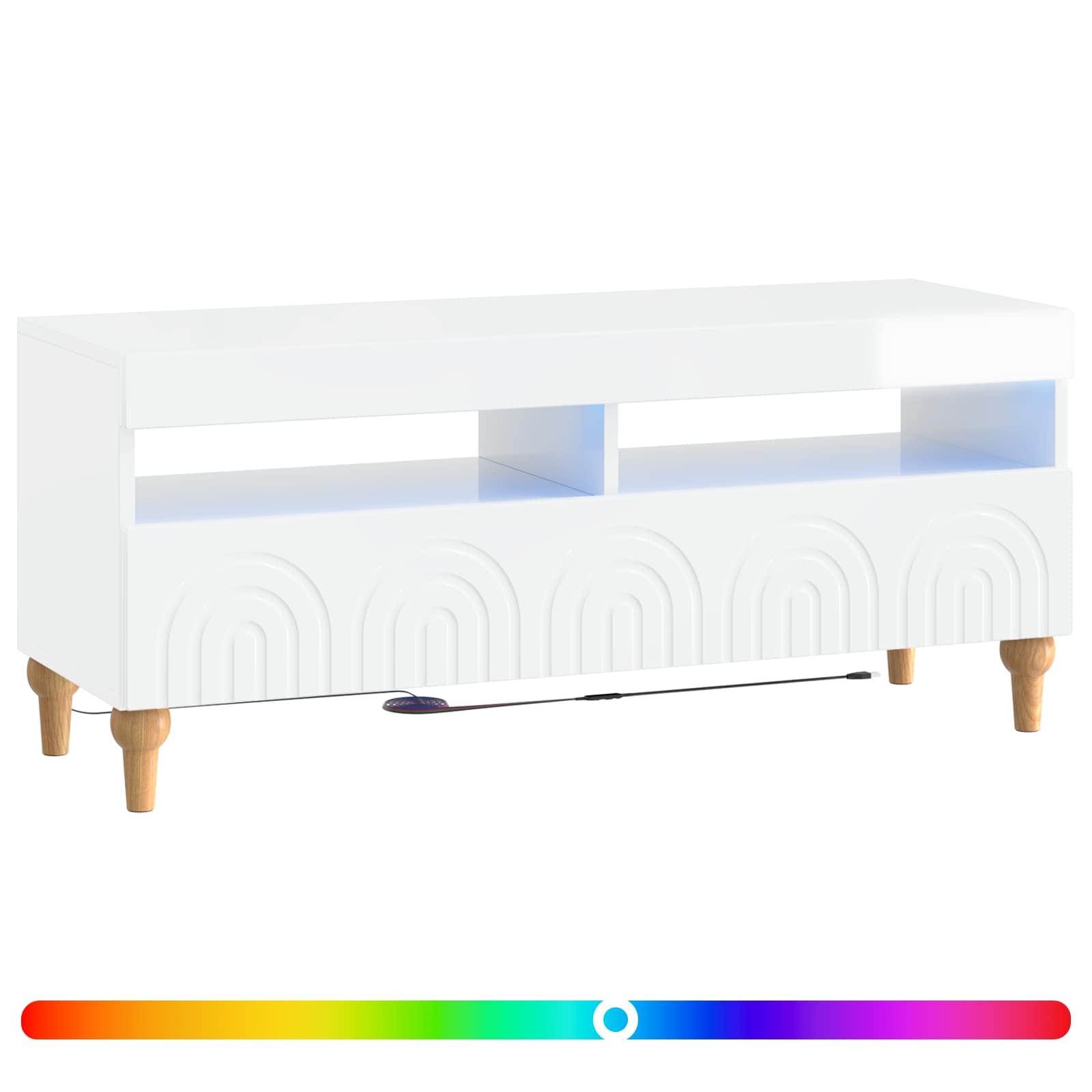 LED tv-meubel Hoogglans Wit Bewerkt hout