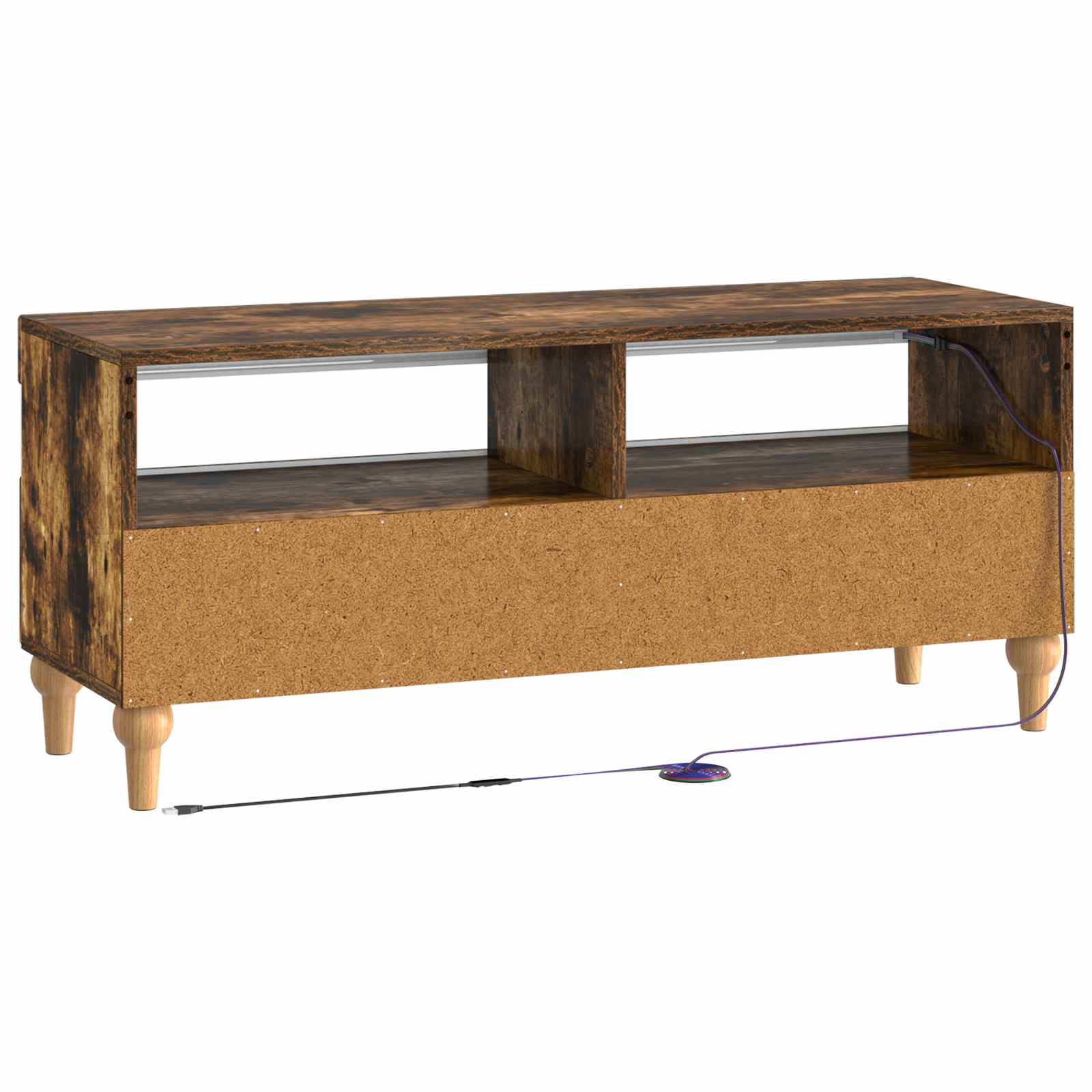 LED tv-meubel Gerookt eiken Bewerkt hout