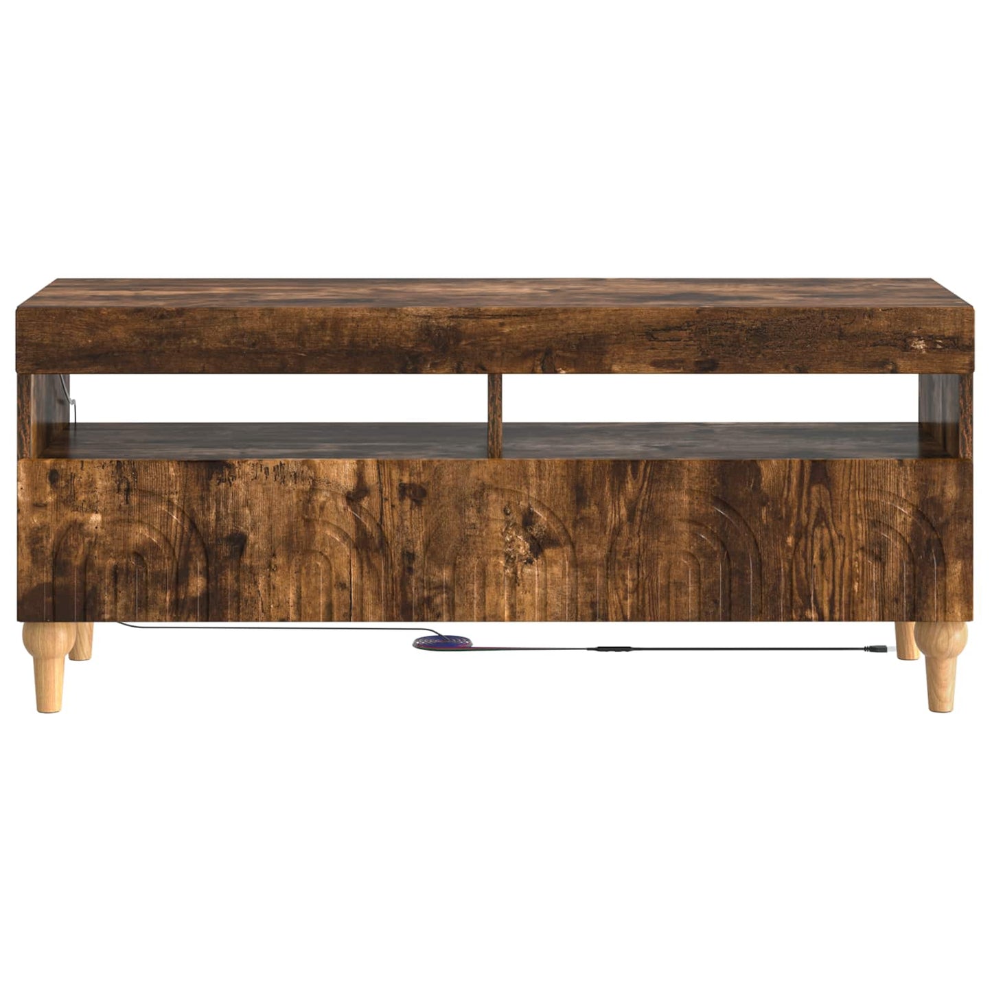 LED tv-meubel Gerookt eiken Bewerkt hout