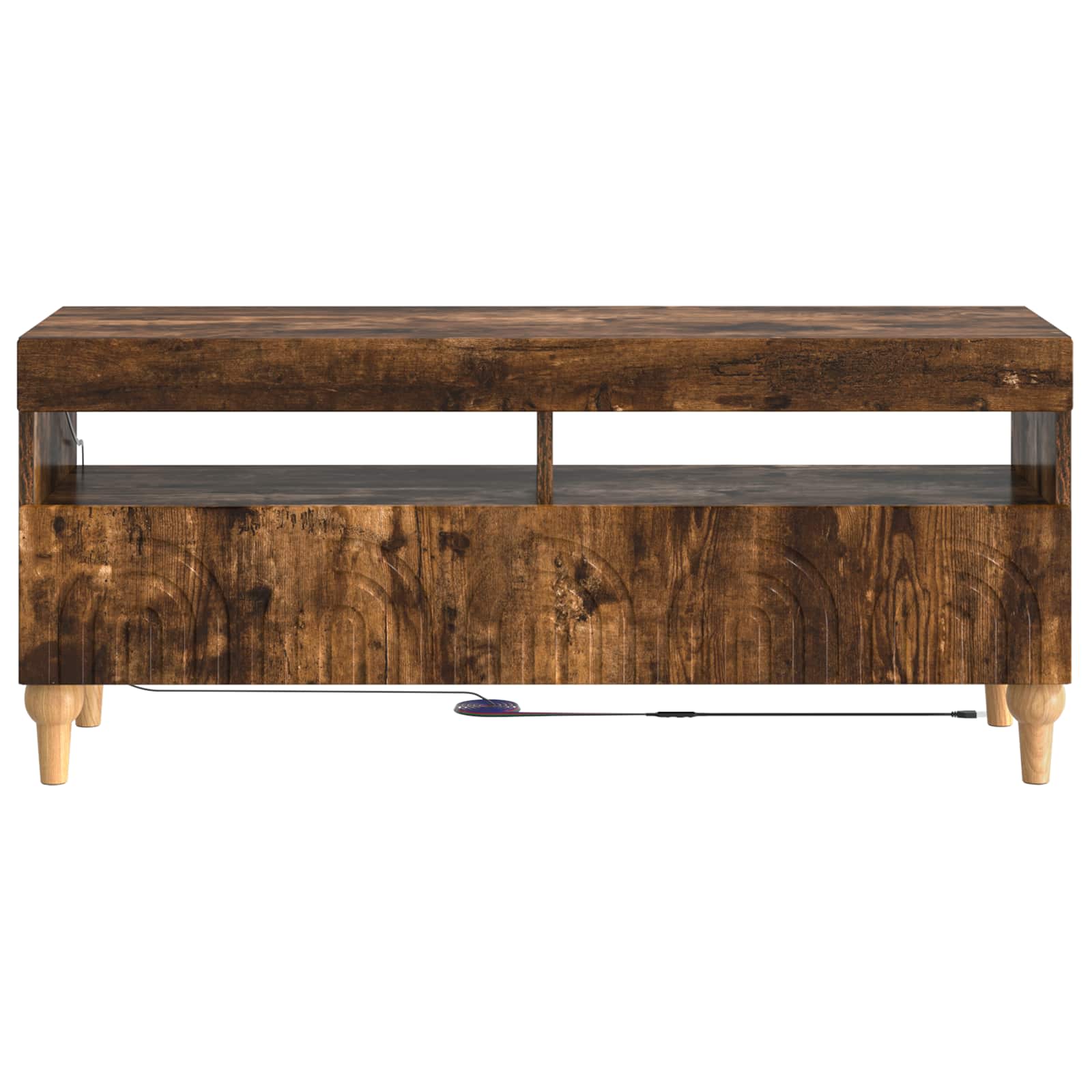 LED tv-meubel Gerookt eiken Bewerkt hout