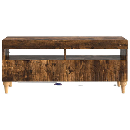 LED tv-meubel Gerookt eiken Bewerkt hout