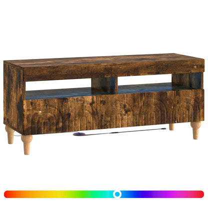 LED tv-meubel Gerookt eiken Bewerkt hout