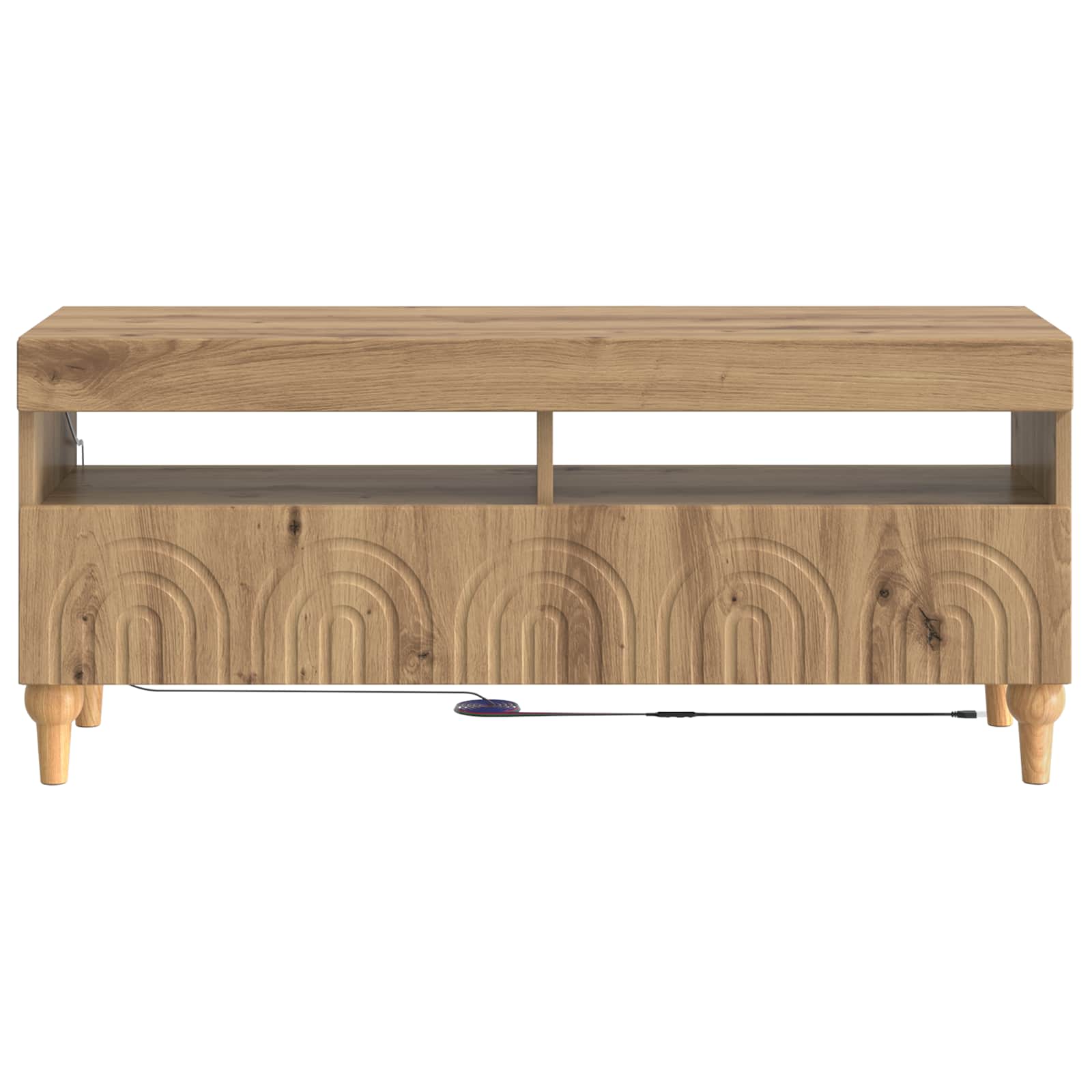 LED tv-meubel Artisanaal eiken Bewerkt hout