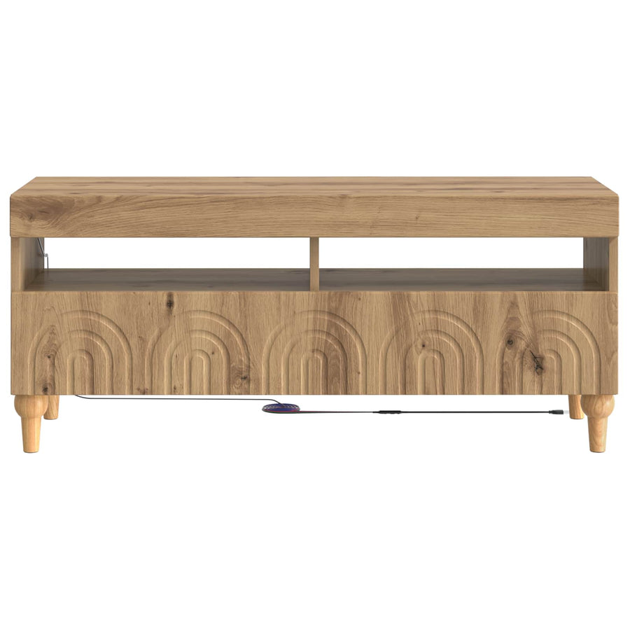 LED tv-meubel Artisanaal eiken Bewerkt hout