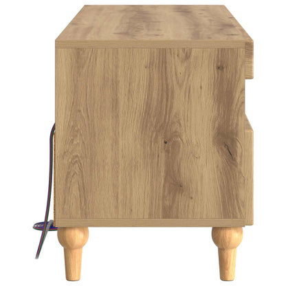 LED tv-meubel Artisanaal eiken Bewerkt hout