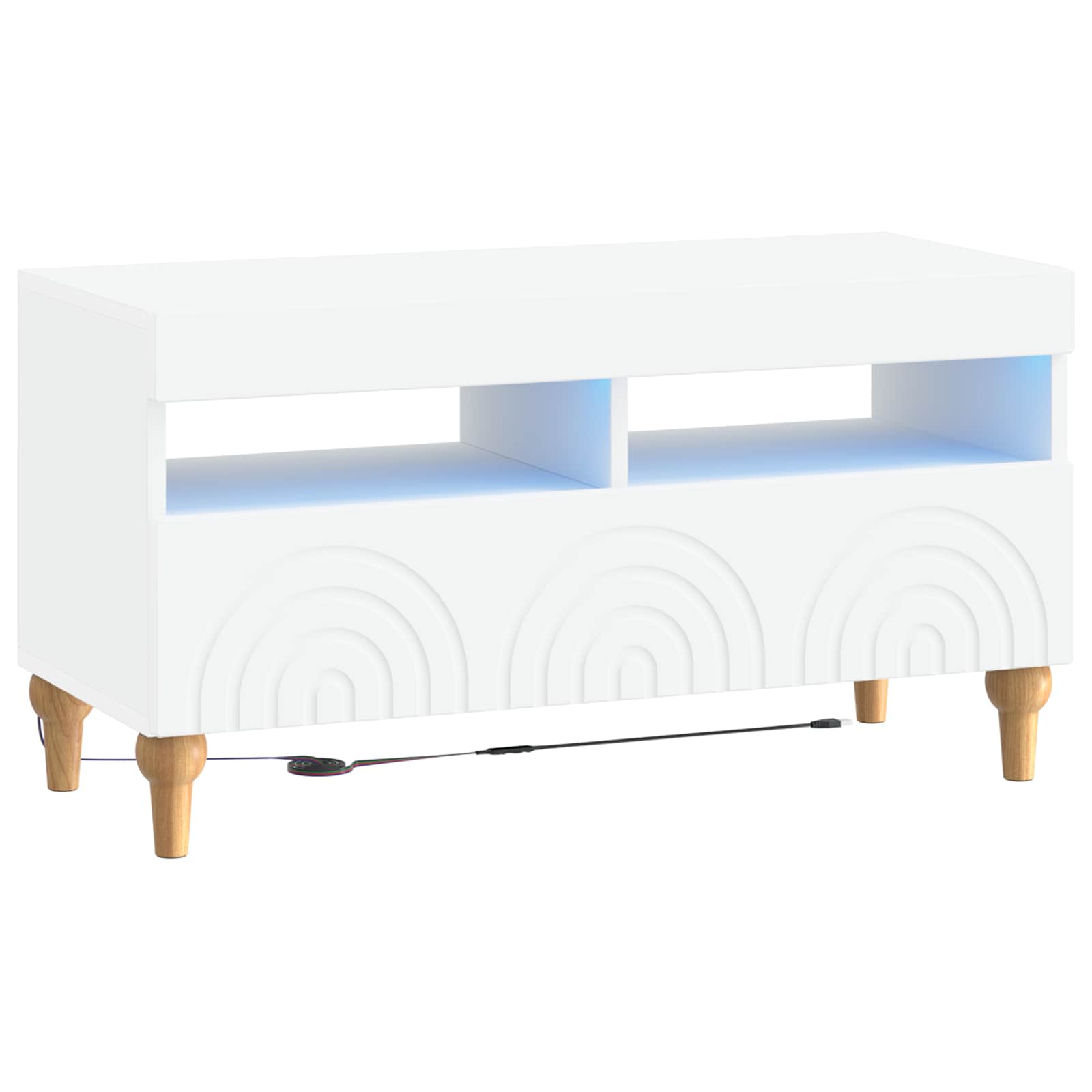 LED tv-meubel Wit Bewerkt hout