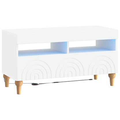 LED tv-meubel Wit Bewerkt hout