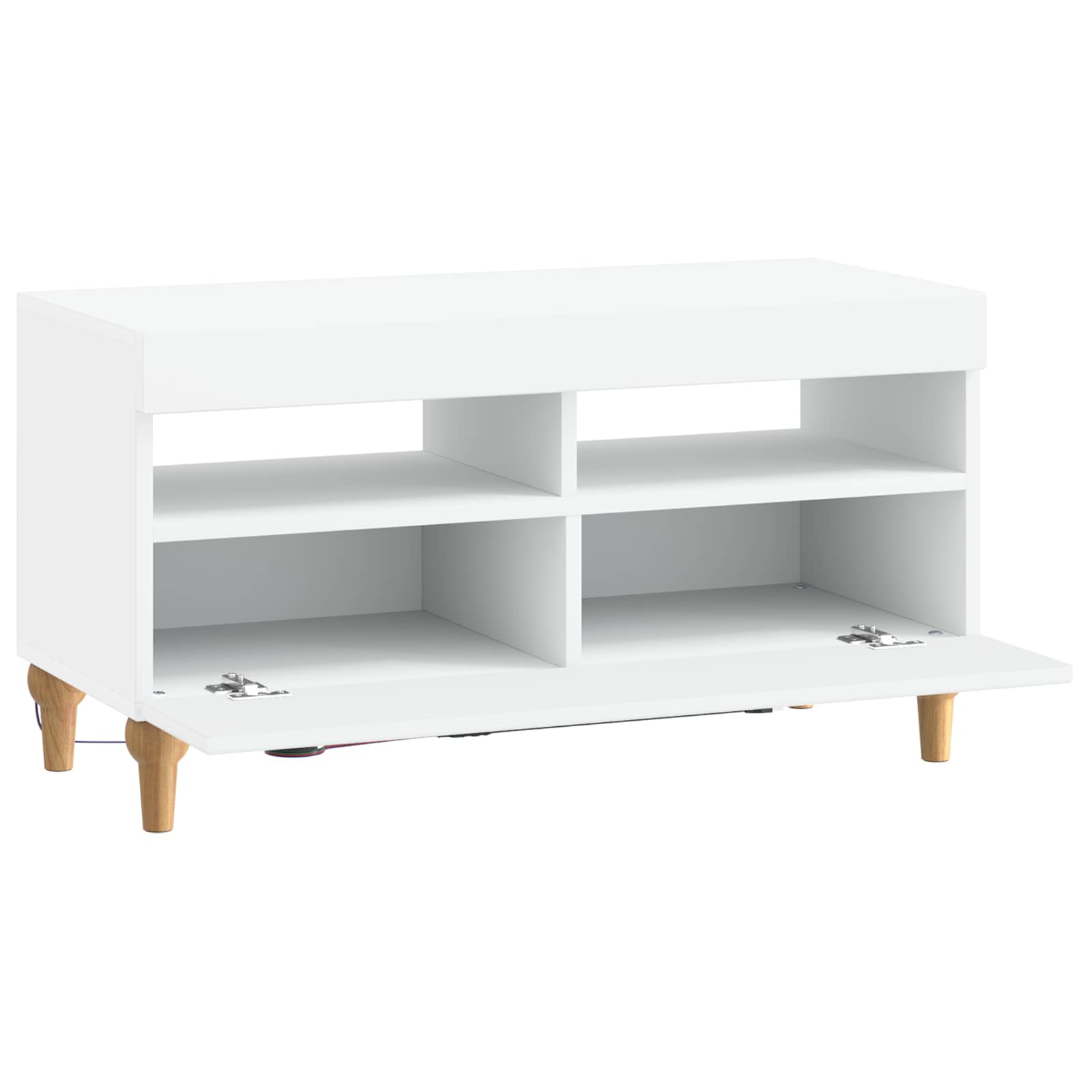 LED tv-meubel Wit Bewerkt hout