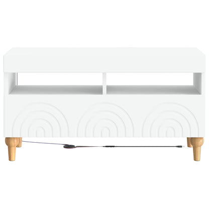 LED tv-meubel Wit Bewerkt hout