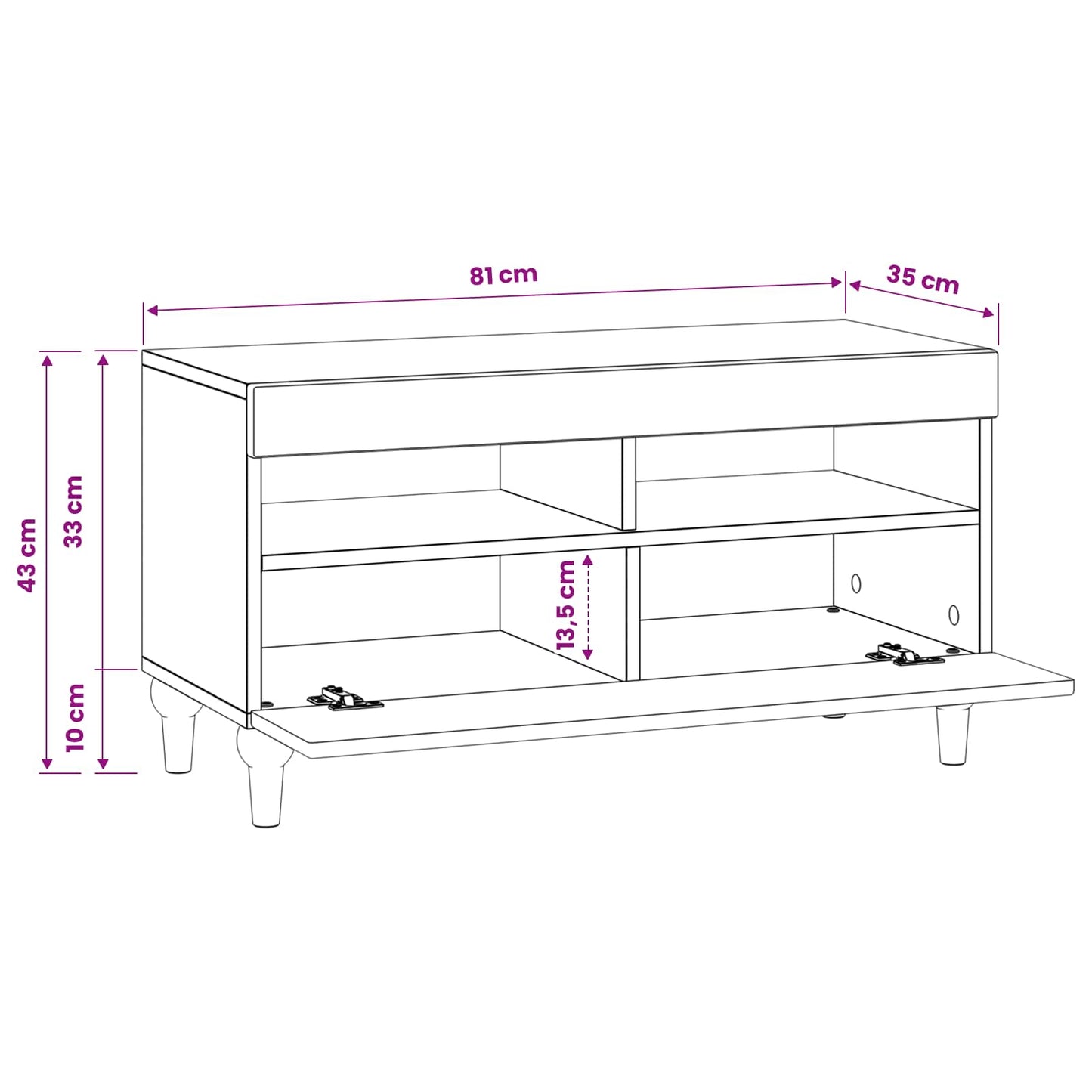 LED tv-meubel Wit Bewerkt hout