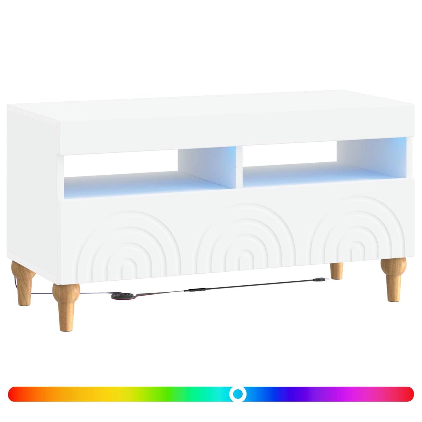 LED tv-meubel Wit Bewerkt hout