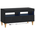 LED tv-meubel Zwart Bewerkt hout