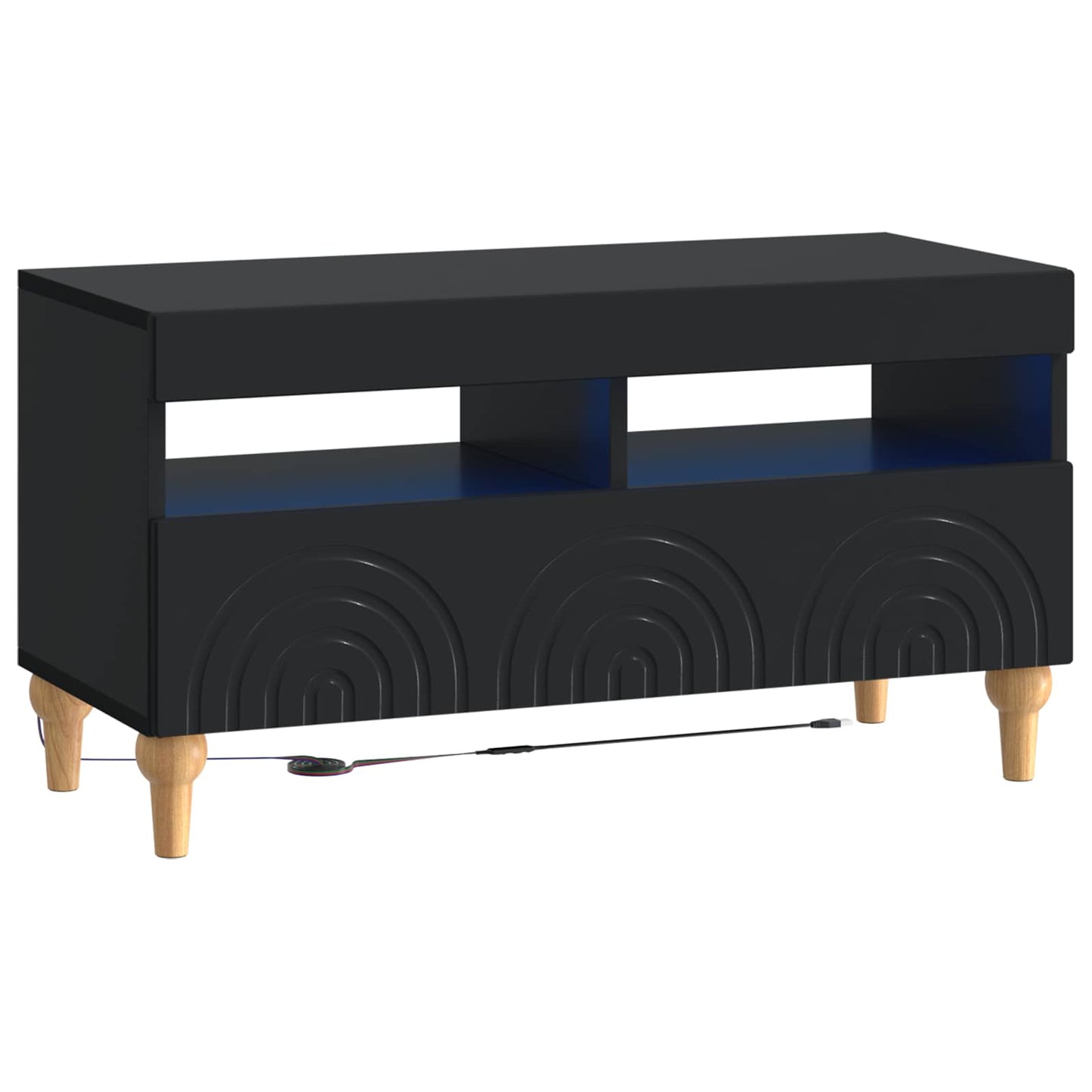 LED tv-meubel Zwart Bewerkt hout