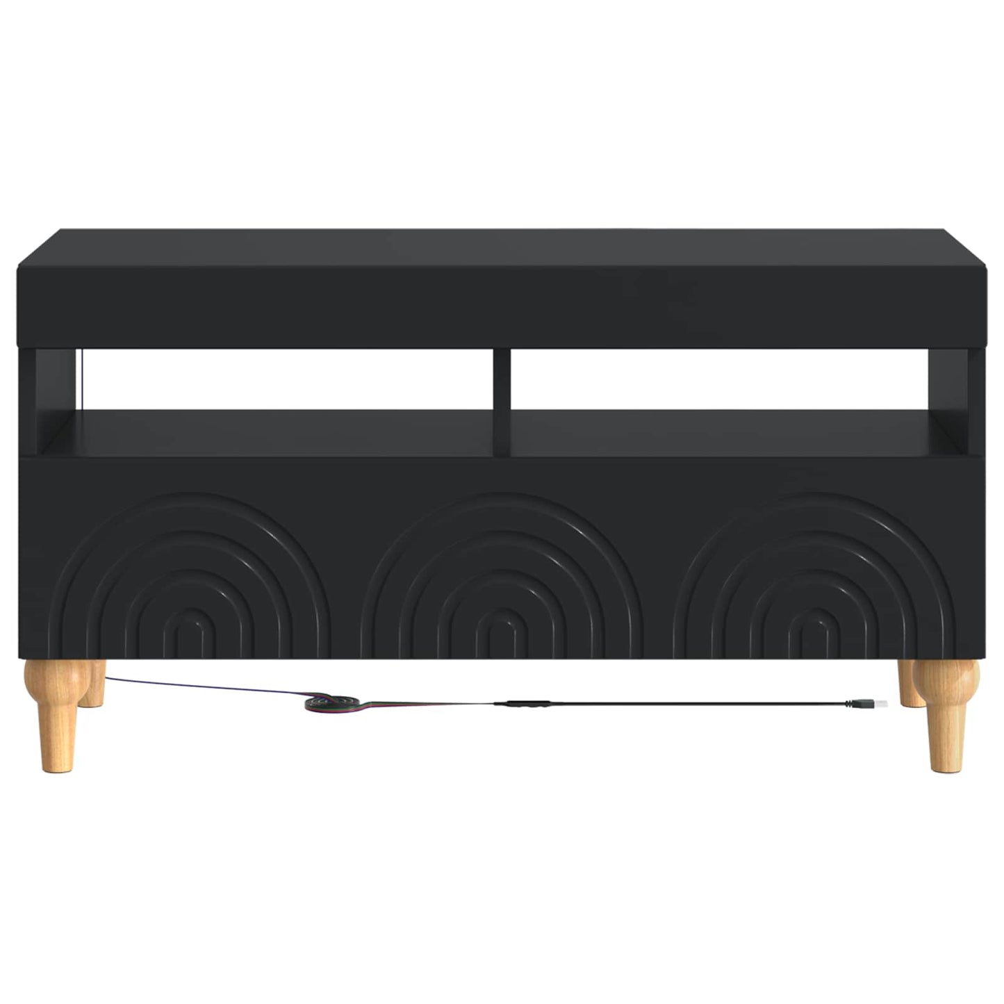 LED tv-meubel Zwart Bewerkt hout