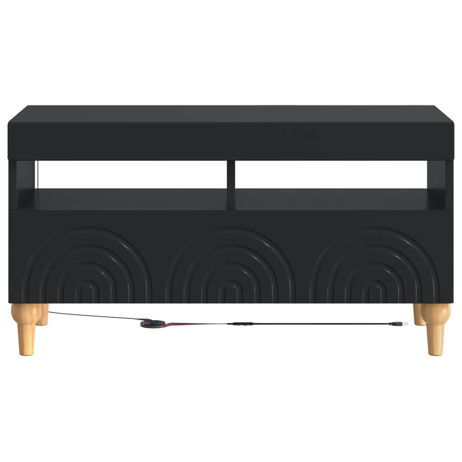 LED tv-meubel Zwart Bewerkt hout