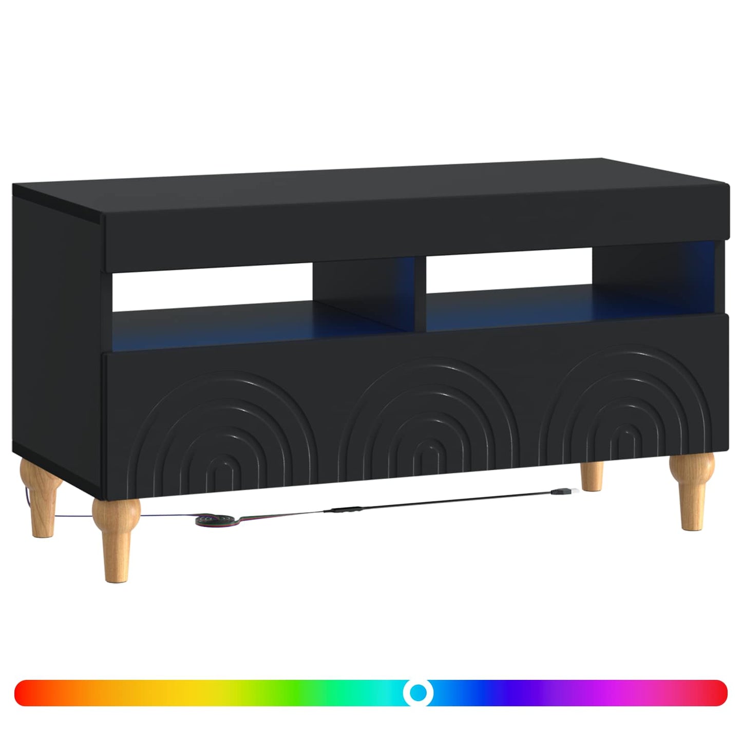 LED tv-meubel Zwart Bewerkt hout